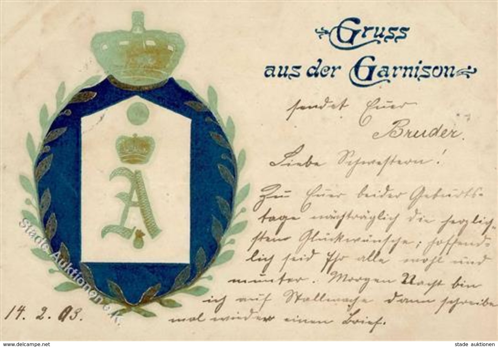 Regiment Garnison Prägedruck 1903 II (fleckig, Marke Entfernt) - Regimente