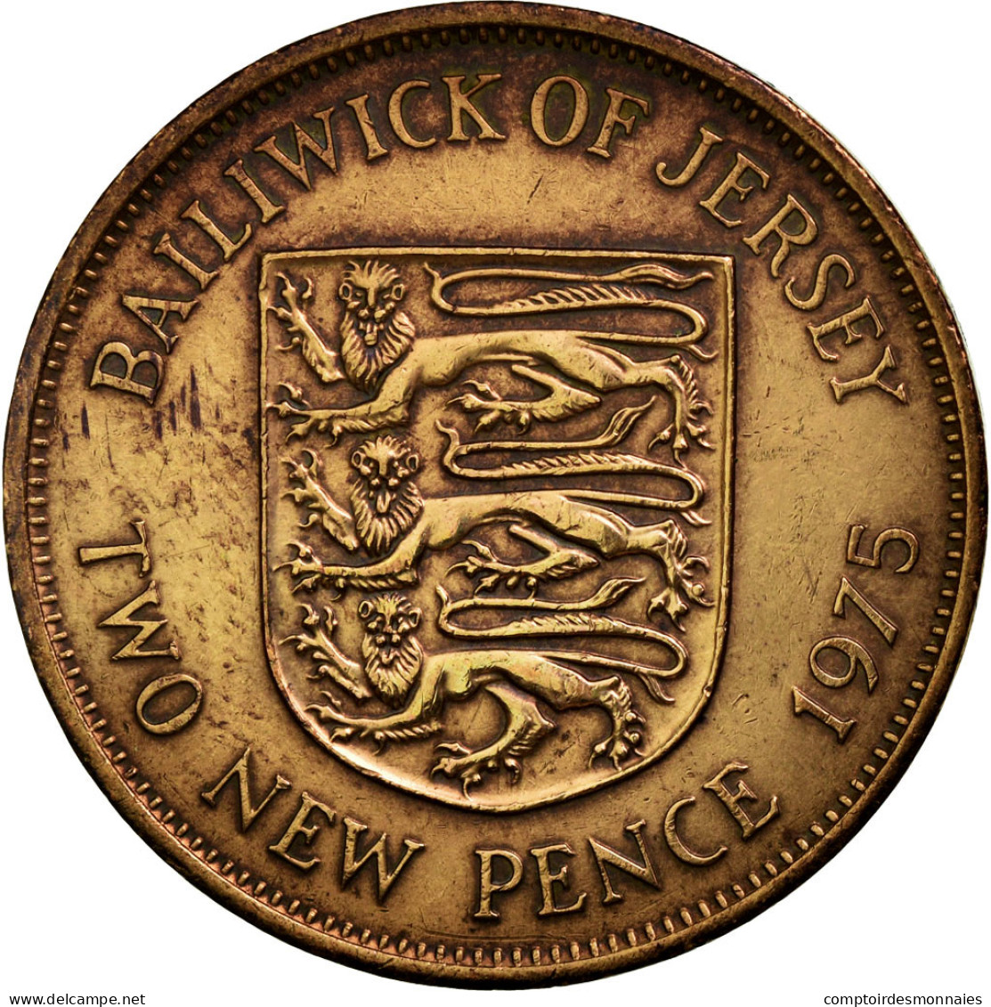 Monnaie, Jersey, Elizabeth II, 2 New Pence, 1975, TTB, Bronze, KM:31 - Jersey