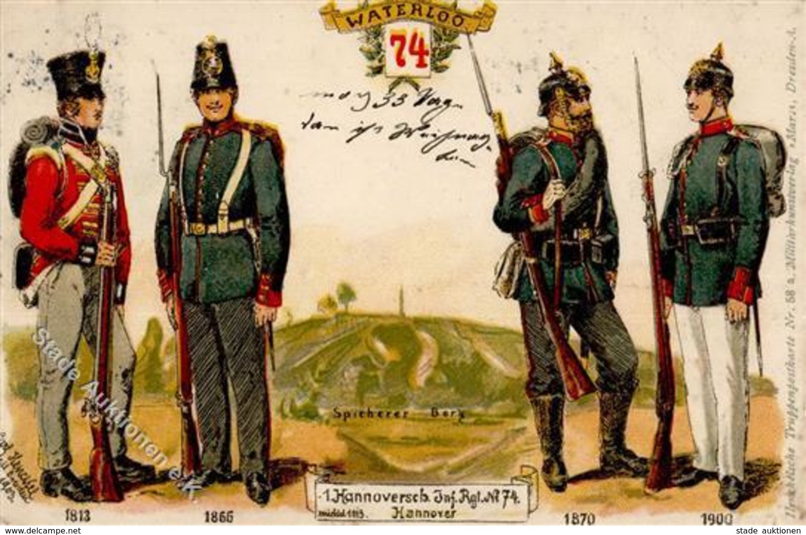 Regiment Hannover (3000) Nr. 74 Inf. Regt. Prägedruck II (fleckig) - Regiments