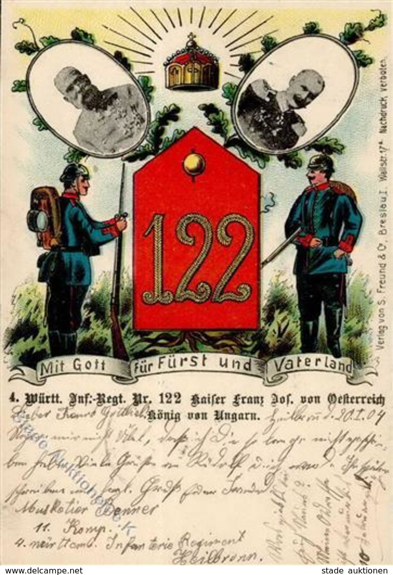 Regiment Heilbronn (7100) Nr. 122 4. Württ. Inf. Regt. I-II - Regimente