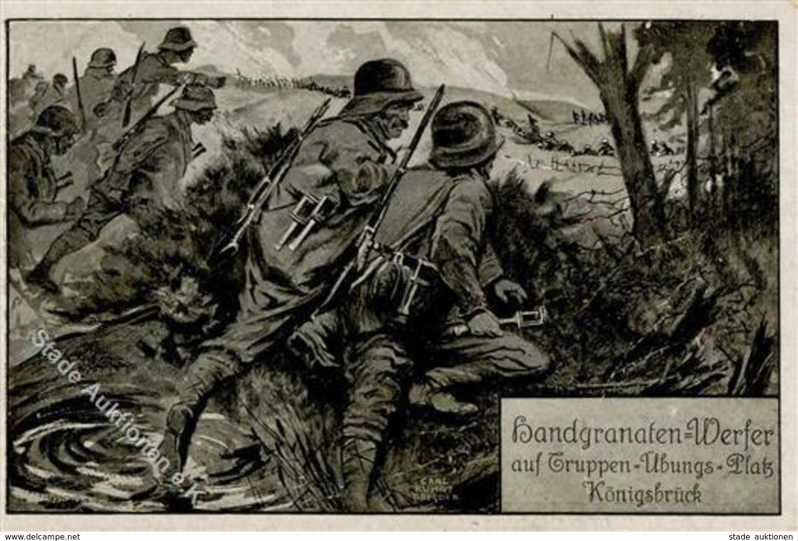 Regiment Königsbrück (O8293) Handgranaten Werfer Künstlerkarte I-II (fleckig) - Regiments