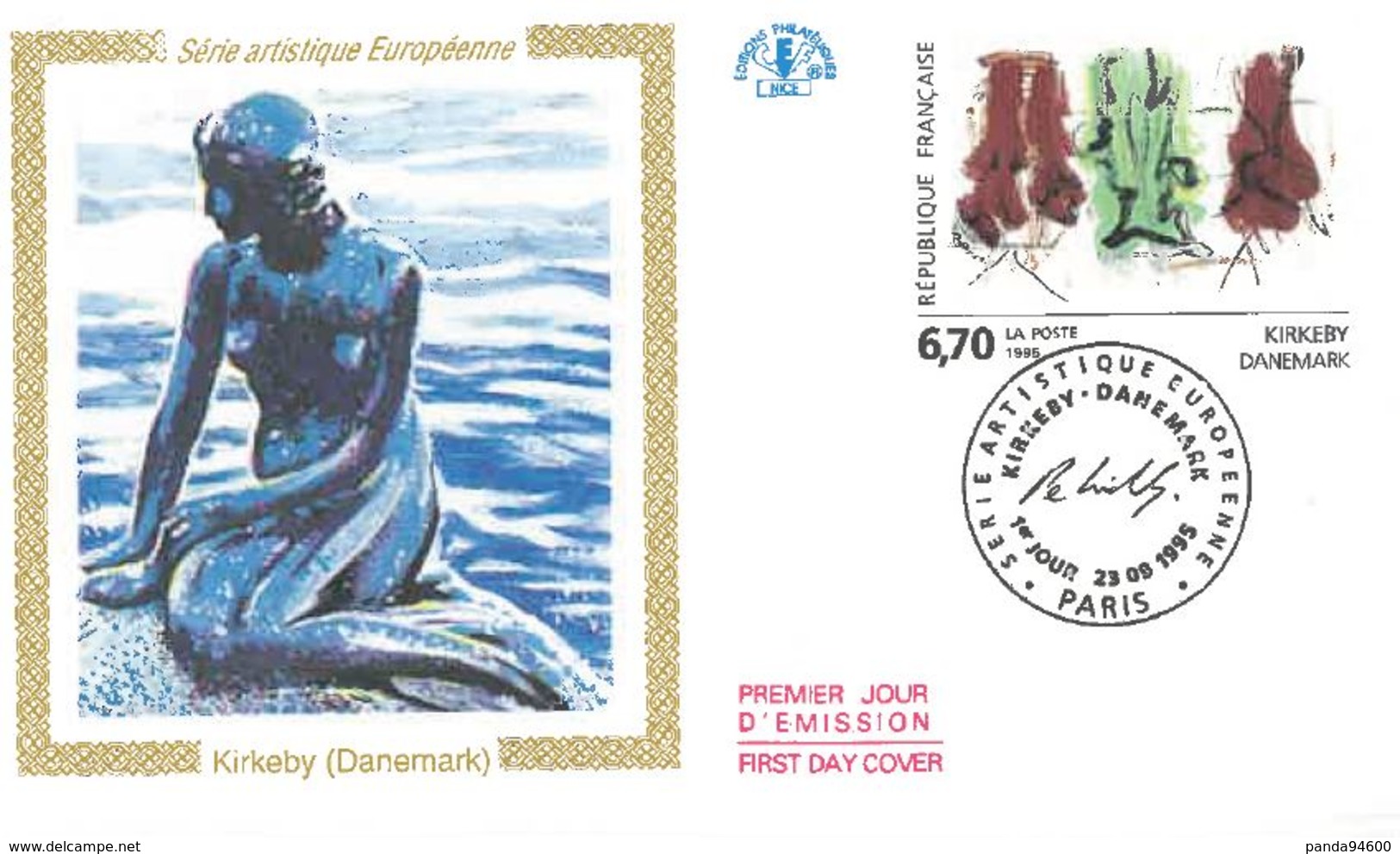 FDC Série Artistique Européenne Danmark Kirkeby  (75 Paris 23/09/1995) - 1990-1999