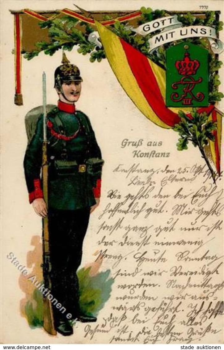 Regiment Konstanz (7750) Nr. 114 Kaiser Friedrich III. 6. Bad. Inf. Regt. I-II (fleckig) - Regiments