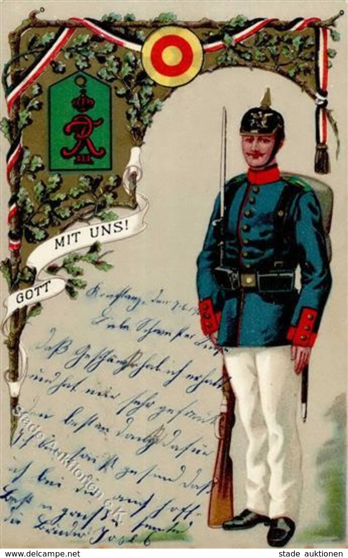 Regiment Konstanz (7750) Nr. 114 Kaiser Friedrich III. 6. Bad. Inf. Regt. Prägedruck I-II - Regimente