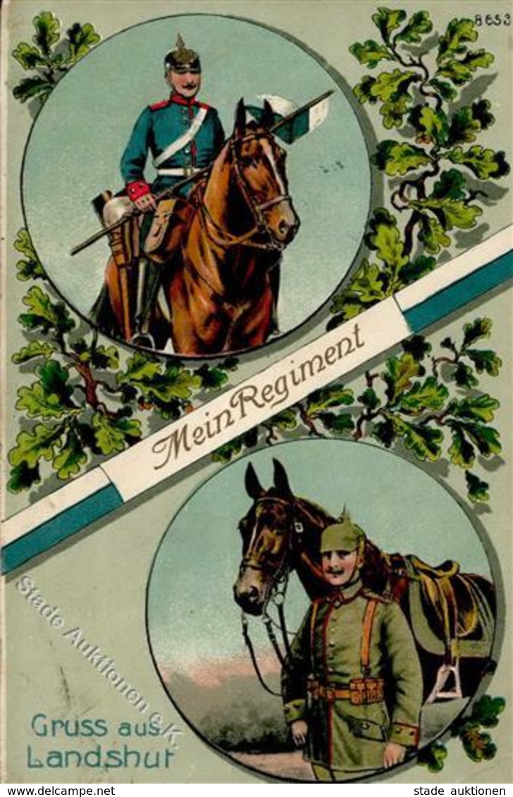 Regiment Landshut (8300) Reiter Regt. Prägedruck 1916 I-II (fleckig) - Regiments