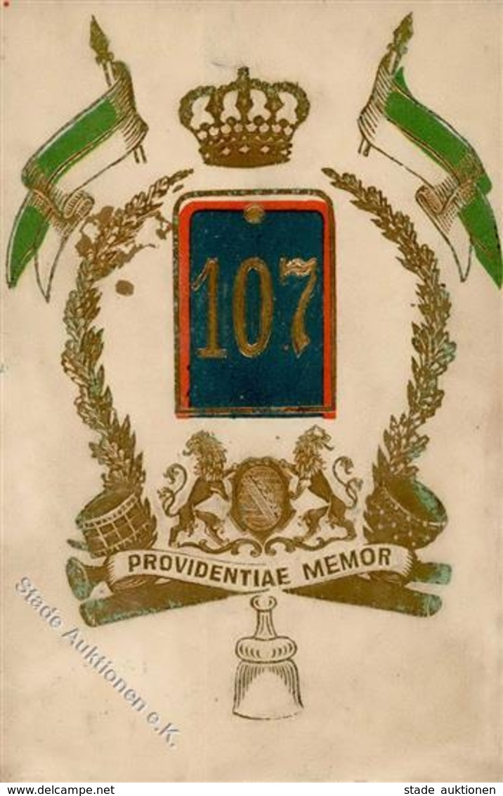 Regiment Leipzig (O7000) Nr.107 Prinz Johann Inf. Regt.   Prägedruck I-II (fleckig) - Regimenten