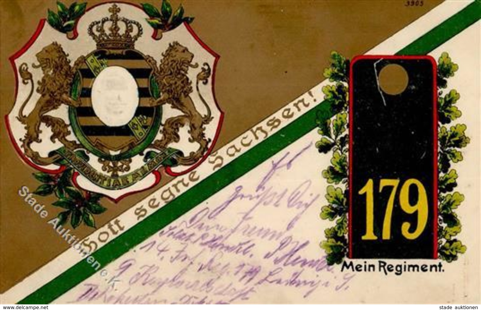 Regiment Leisnig (O7320) Nr. 179 Infanterie Regt. Prägedruck I-II (fleckig) - Regimenten