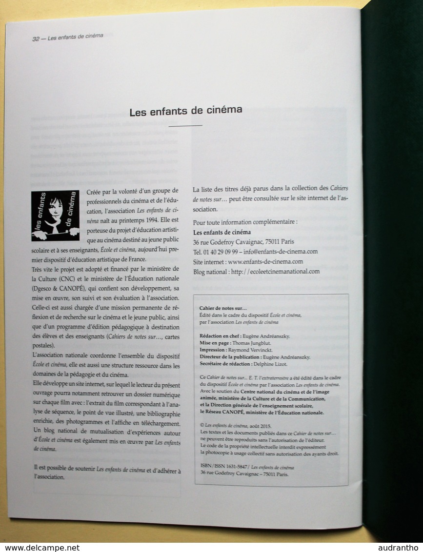 ET L'extraterrestre Steven Spielberg cahier de notes école et cinéma Les enfants de cinéma Camille Girard