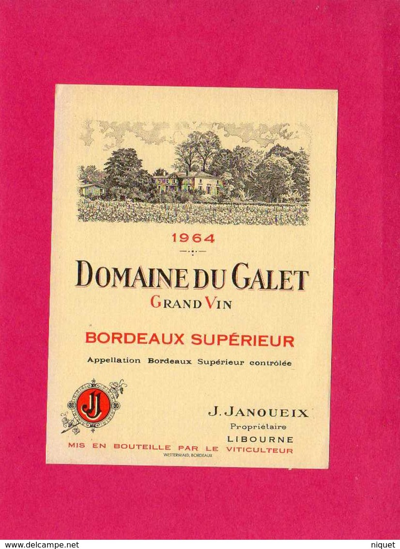 Etiquette Vin, Domaine Du Galet, Bordeaux Supérieur, 1964 - Collections, Lots & Séries
