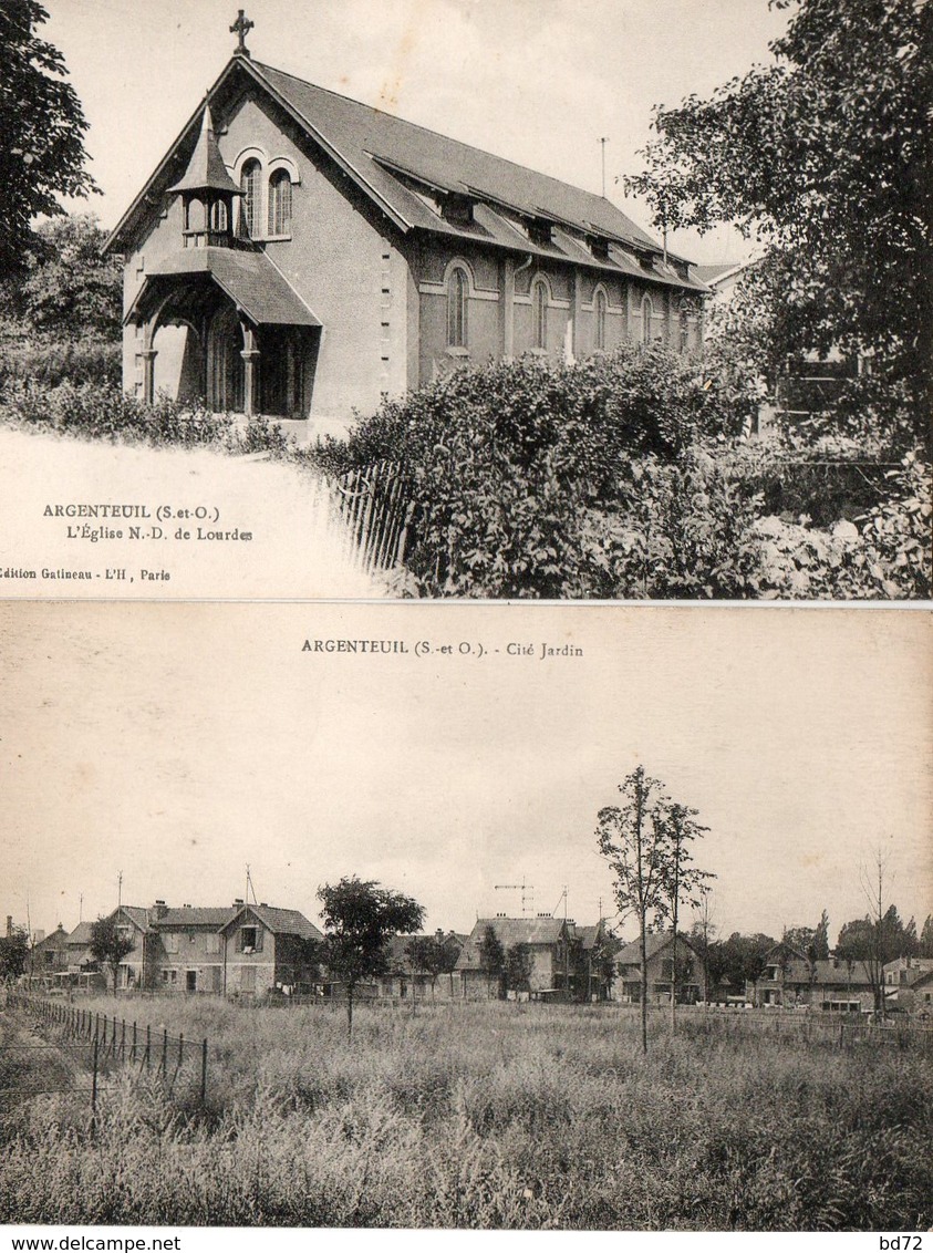 ARGENTEUIL - L'église De N.D. De Lourdes Et Cité Jardin ( 2 Cpa ) - Argenteuil