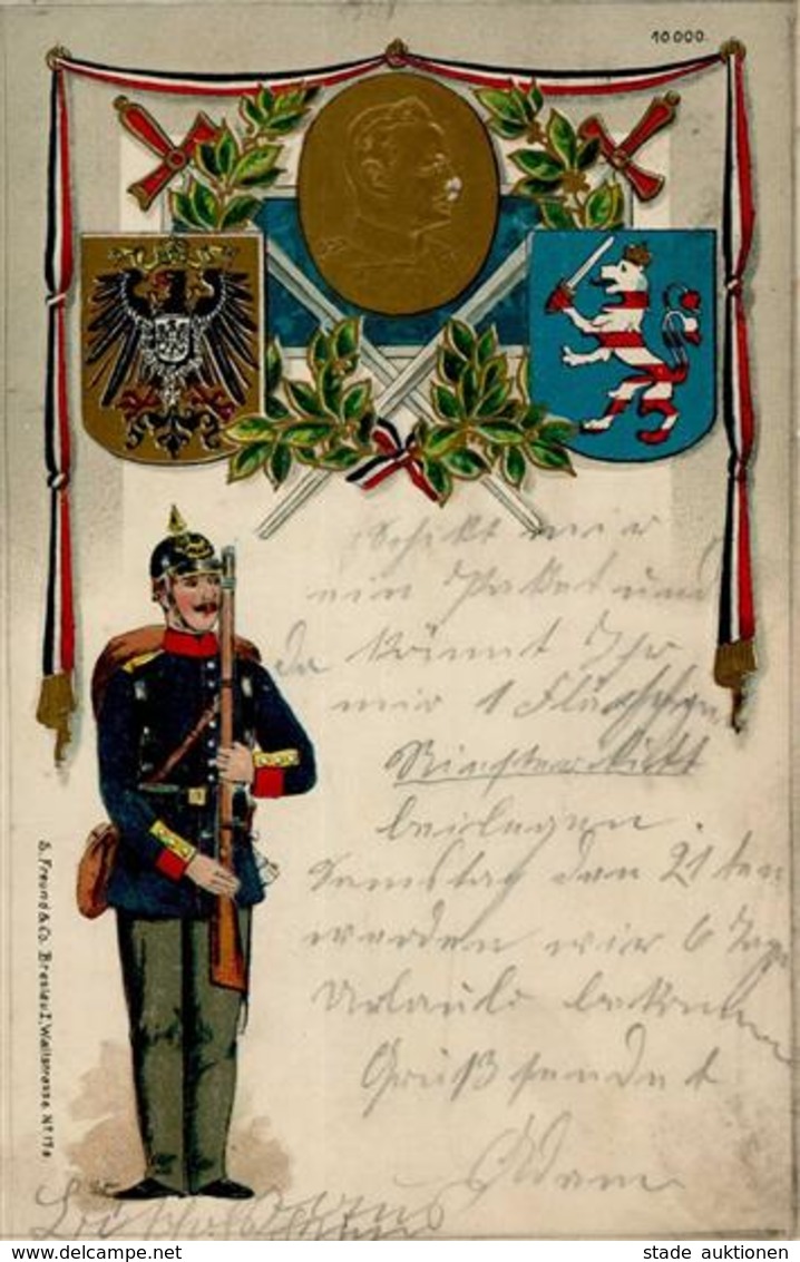 Regiment Worms (6520) Nr. 118 4. Grossherz. Hess. Infanterie Rgmt. Prägedruck I-II - Regiments