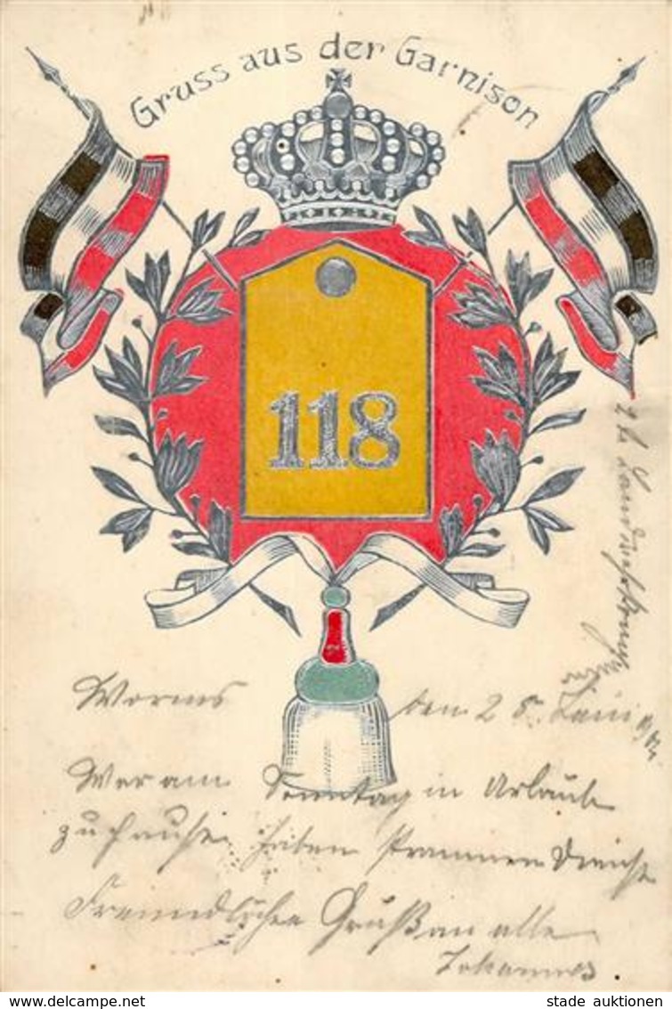 Regiment Worms (6520) Nr. 118 4. Grossherz. Hess. Infanterie Rgmt. Prägedruck I-II ((fleckig) - Regiments