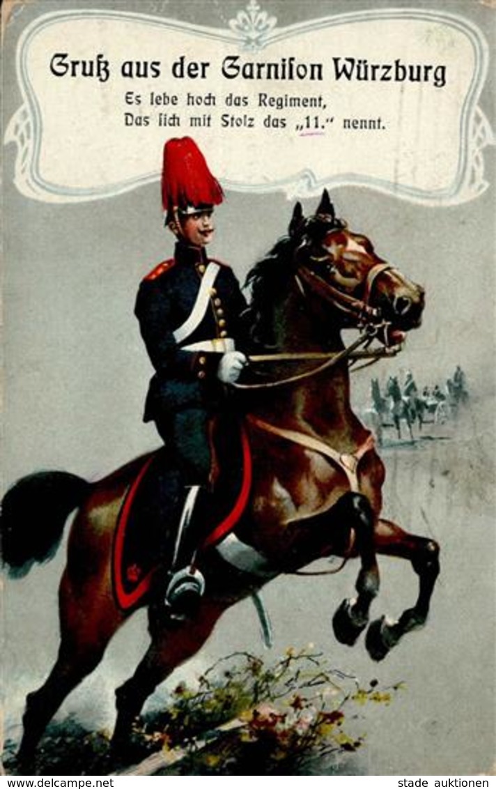 Regiment Würzburg (8700) Nr. 11 Bayr. Feld Artl. Regt.       1917 II (fleckig, Abgestoßen) - Regiments
