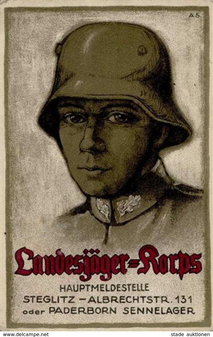 Weimarer Republik Landesjäger Korps  Künstlerkarte I-II - Geschichte