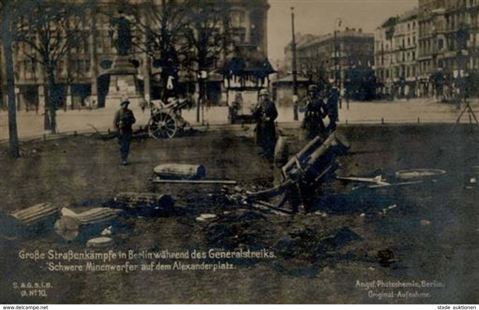 REVOLUTION BERLIN 1919 - Große Straßenkämpfe Während Des Generalstreiks No. 10 - Schwere Minenwerfer Auf Dem Alexanderpl - Guerre