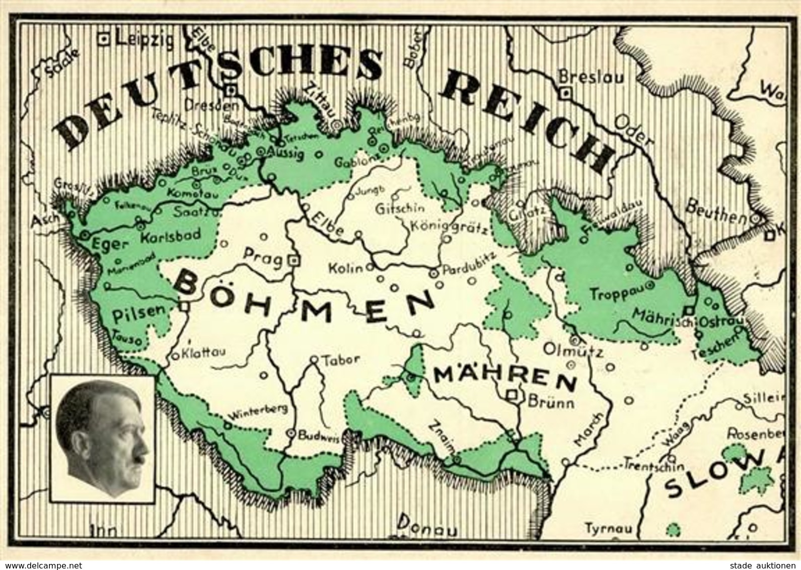 NS-LANDKARTE WK II - BÖHMEN Und MÄHREN - Sudetenland-Befreiung 1938 S-o I - War 1939-45