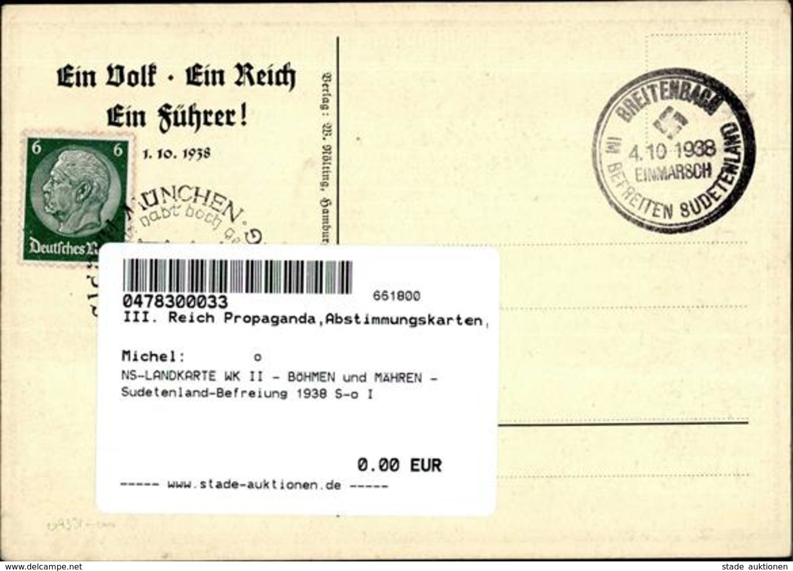 NS-LANDKARTE WK II - BÖHMEN Und MÄHREN - Sudetenland-Befreiung 1938 S-o I - War 1939-45