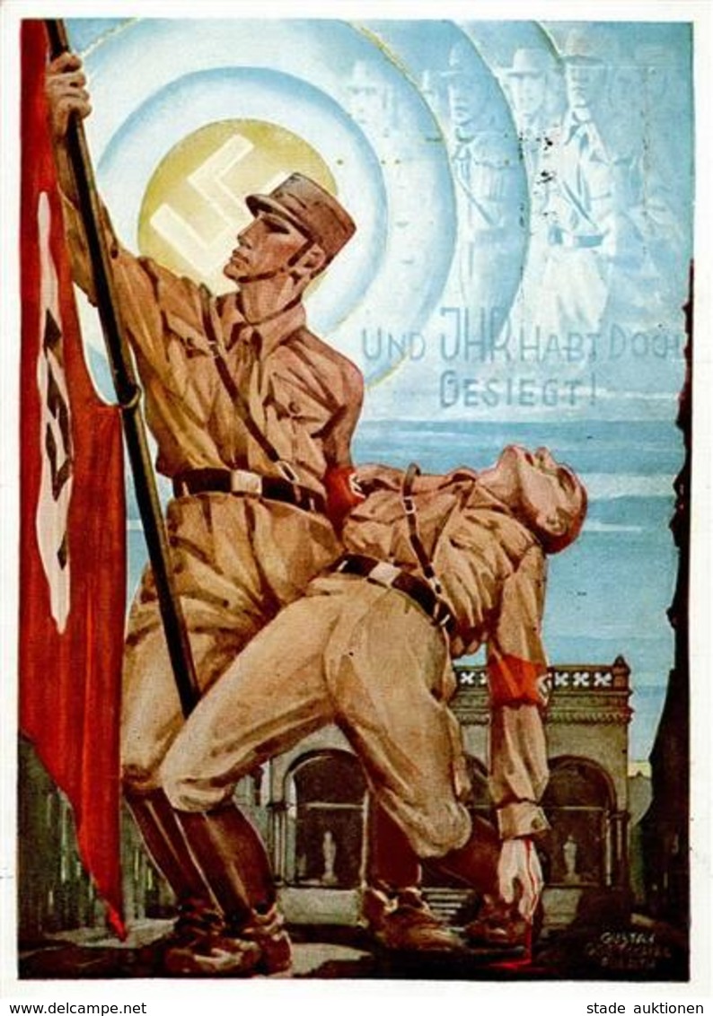 Propaganda WK II - 9.NOVEMBER Gedenkpostkarte -Und Ihr Habt Doch Gesiegt I-II Ecke Gestoßen - Weltkrieg 1939-45