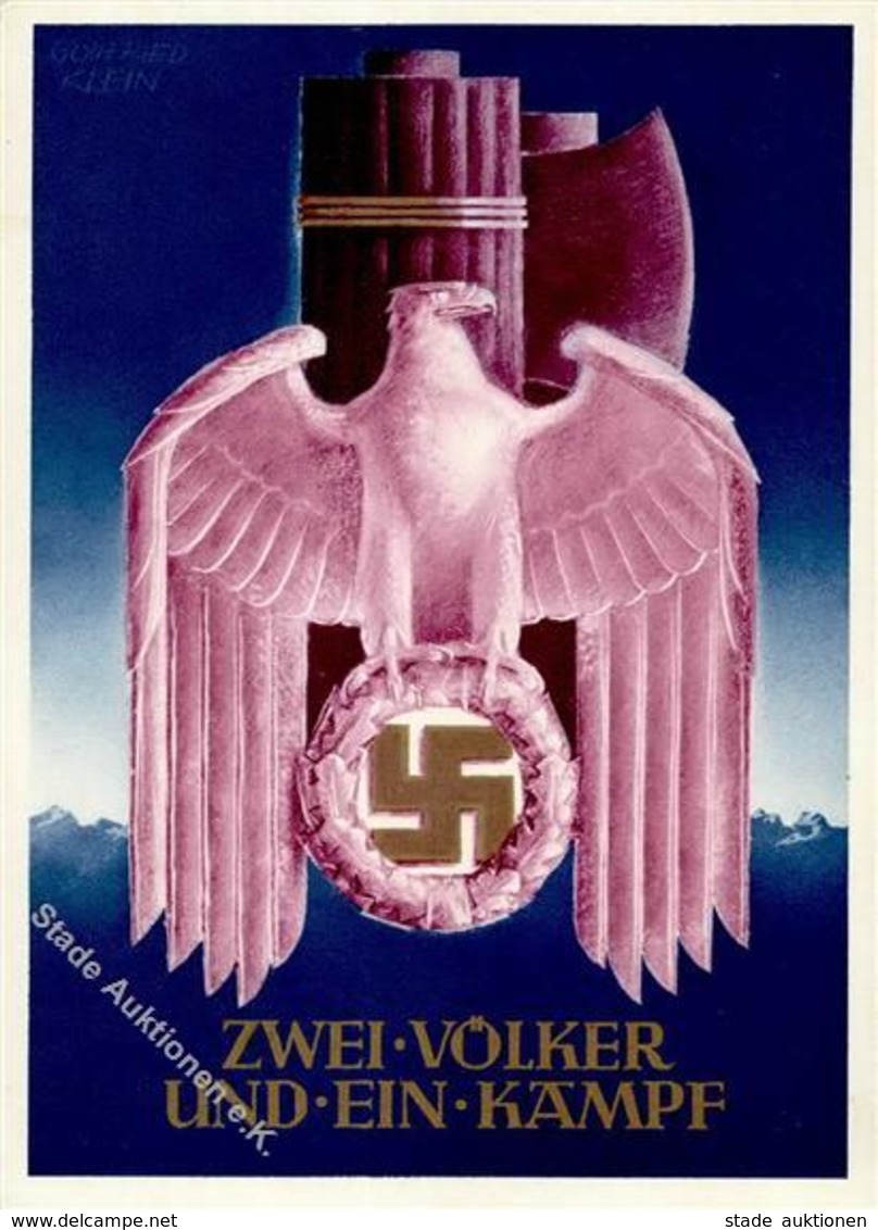 Propaganda WK II - ZWEI VÖLKER - EIN KAMPF PH Kl.3 - Sign. Gottfried Klein I - Guerre 1939-45