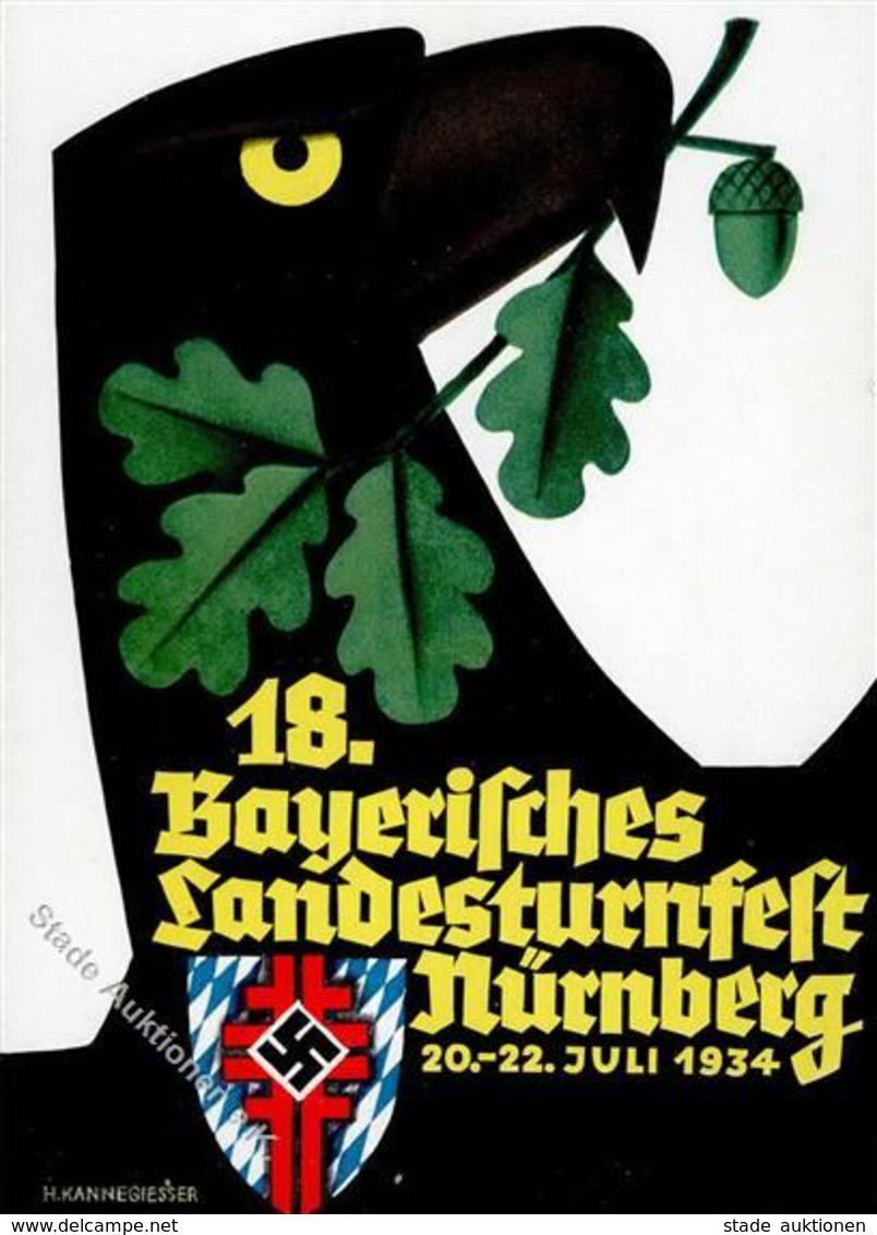Propaganda WK II 18. Bayer. Landesturnfest Sign. Kannegiesser, H. Künstlerkarte I-II - Guerre 1939-45