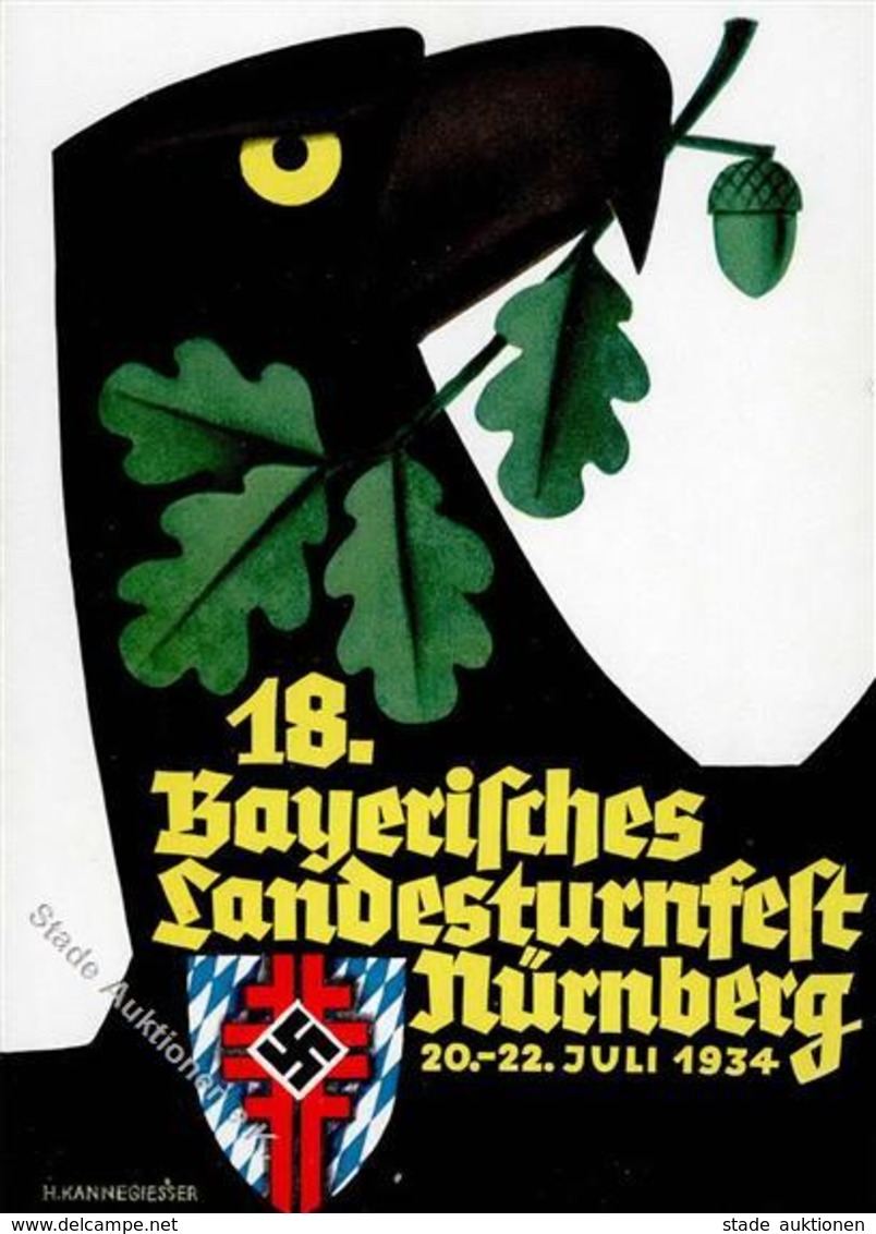 Propaganda WK II 18. Bayer. Landesturnfest Sign. Kannegiesser, H. Künstlerkarte I-II - Oorlog 1939-45