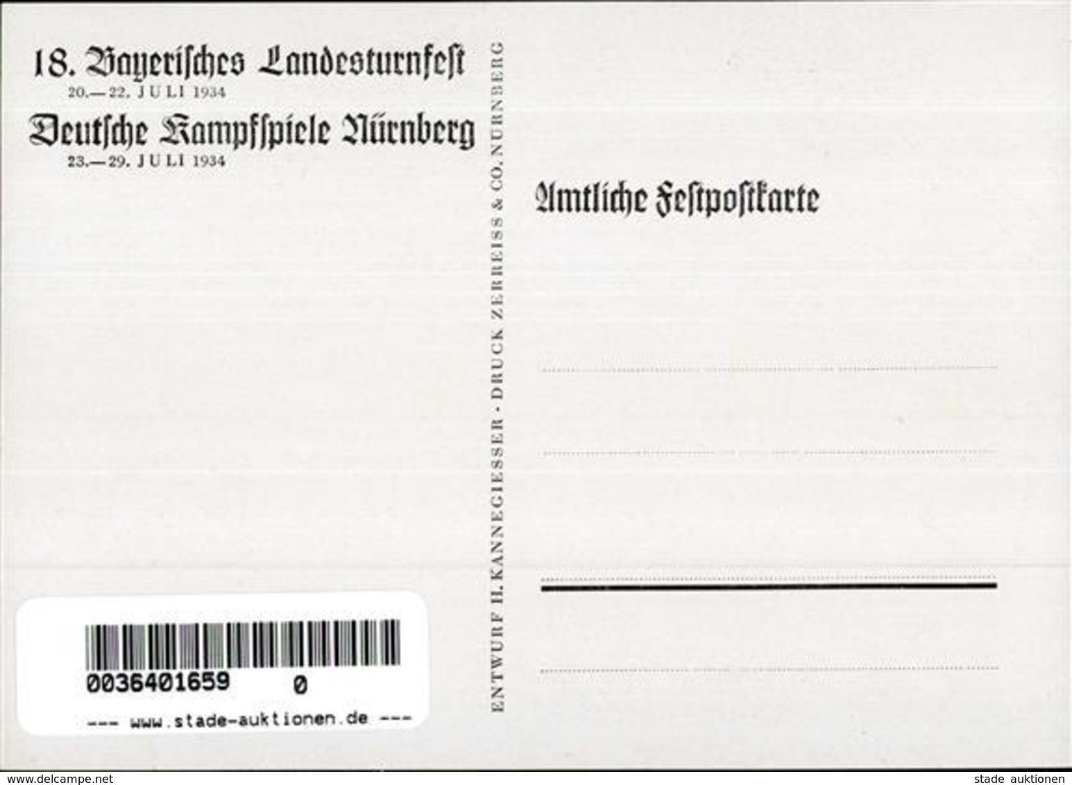 Propaganda WK II 18. Bayer. Landesturnfest Sign. Kannegiesser, H. Künstlerkarte I-II - Weltkrieg 1939-45