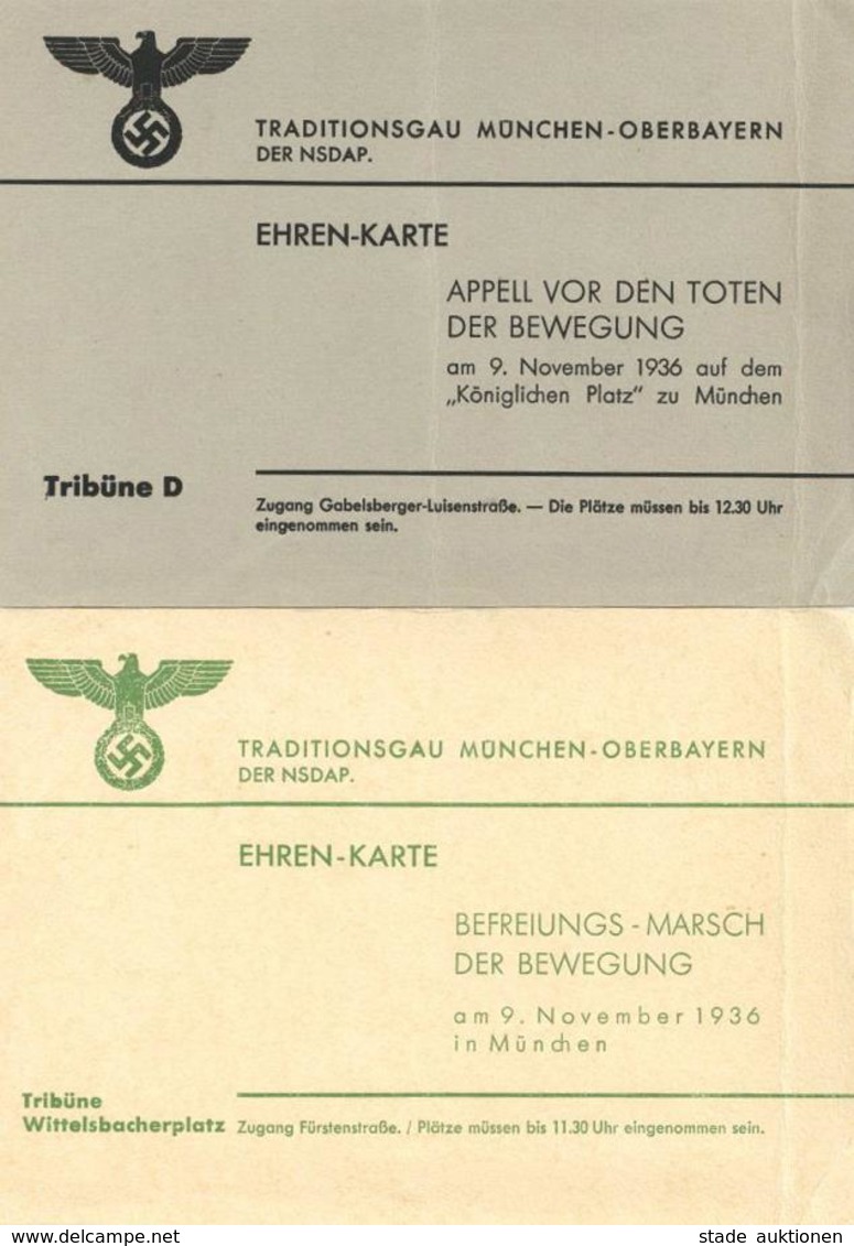 Propaganda WK II 2 Ehrenkarten München (8000) 1x Appell Vor Den Toten Der Bewegung Und 1x Befreiungsmarsch Der Bewegung  - Guerre 1939-45