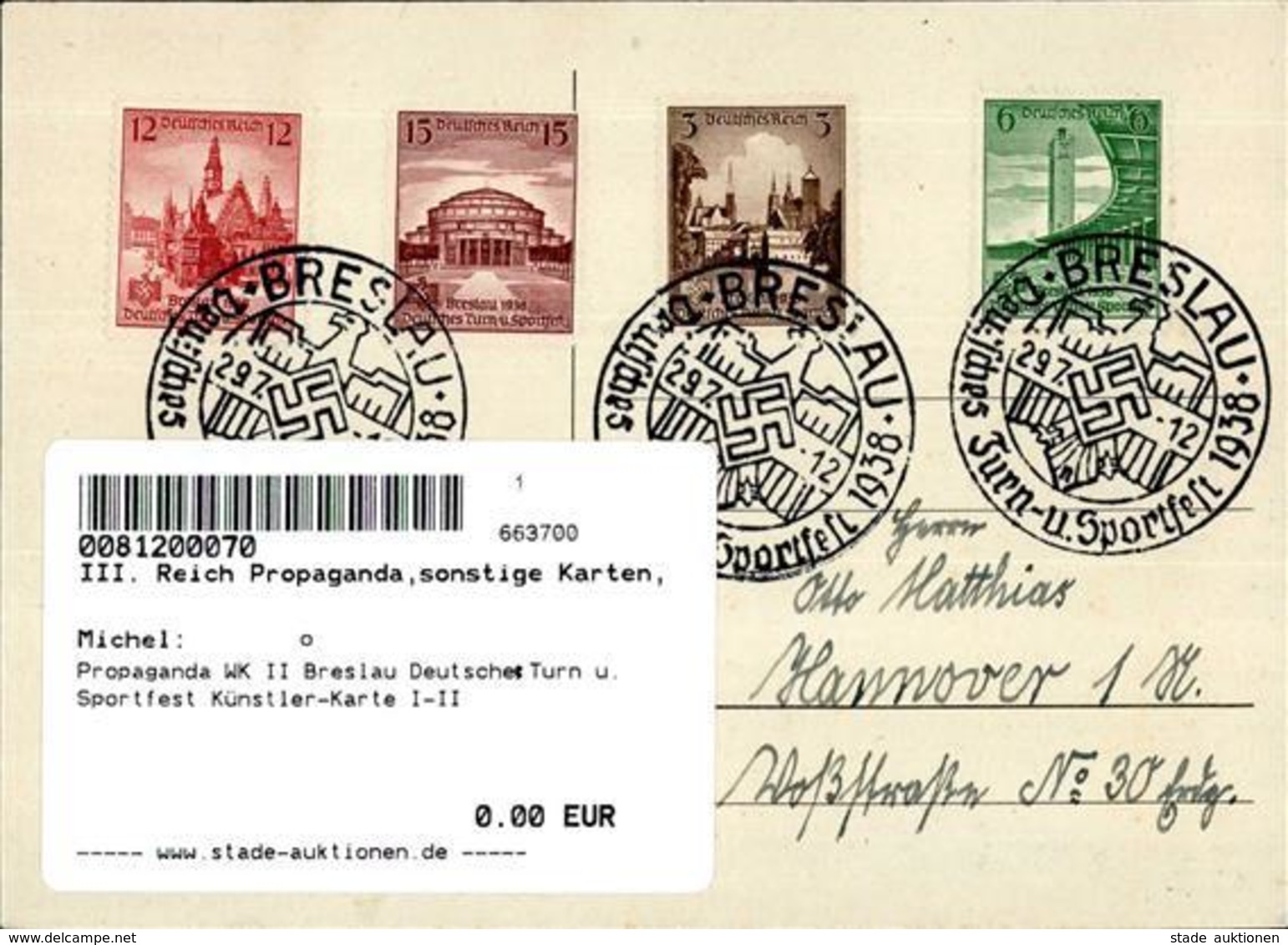 Propaganda WK II Breslau Deutsches Turn U. Sportfest Künstler-Karte I-II - War 1939-45