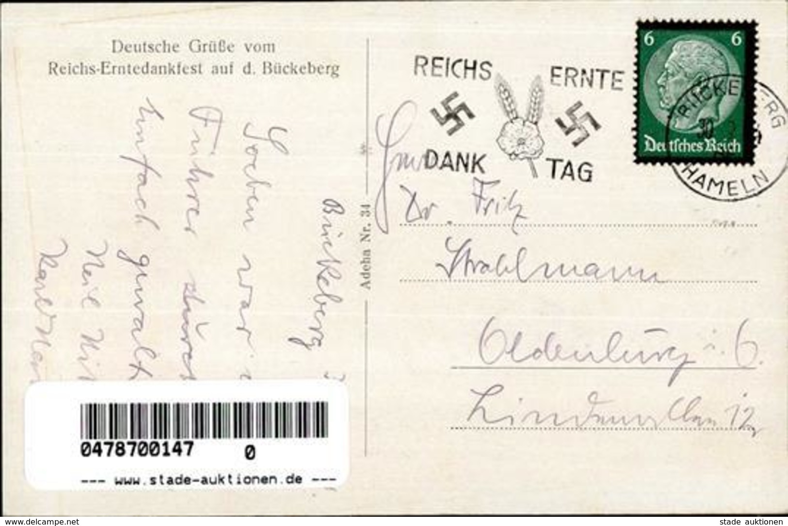 Propaganda WK II Bückeberg (3063) Erntedank I-II - Guerre 1939-45