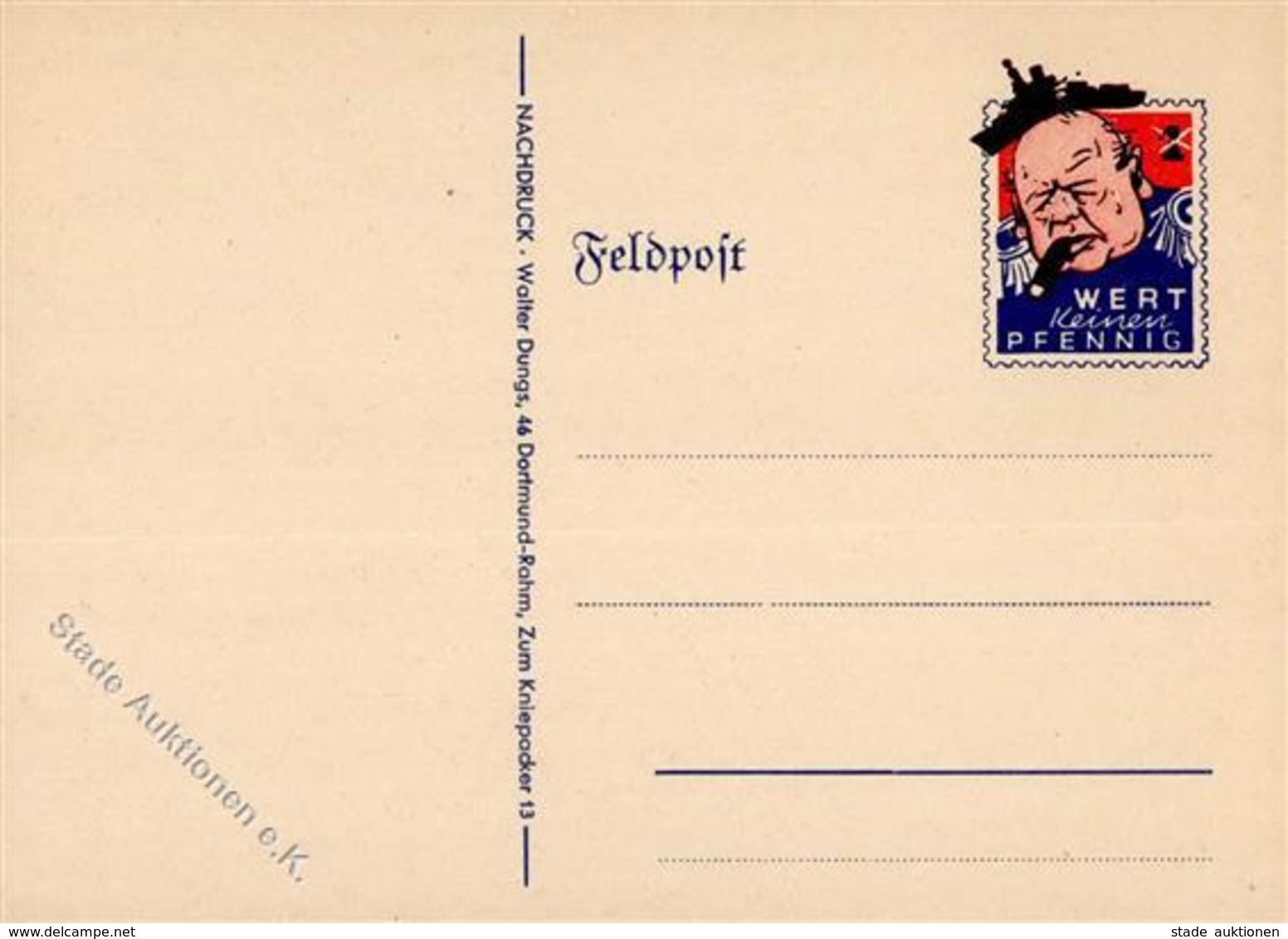 Propaganda WK II Churchill Keinen Pfennig Wert I-II - Weltkrieg 1939-45