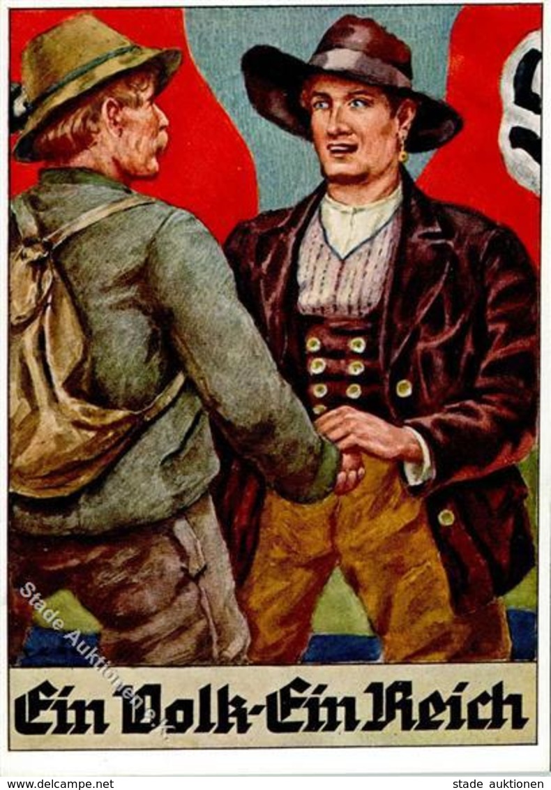 Propaganda WK II Ein Volk Ein Reich Künstler-Karte I- - Weltkrieg 1939-45