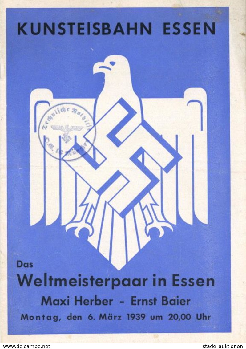 Propaganda WK II Essen (4300) Kunsteisbahn Weltmeisterpaar Maxi Herber Und Ernst Baier Broschüre Mit 14 Seiten II (klein - Weltkrieg 1939-45