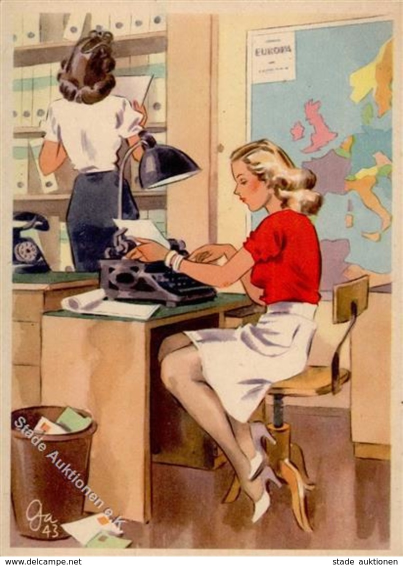 Propaganda WK II Frauen Schaffen Für Euch Die Stenotypistin  Sign. Gagelmann Künstlerkarte I- Femmes - War 1939-45