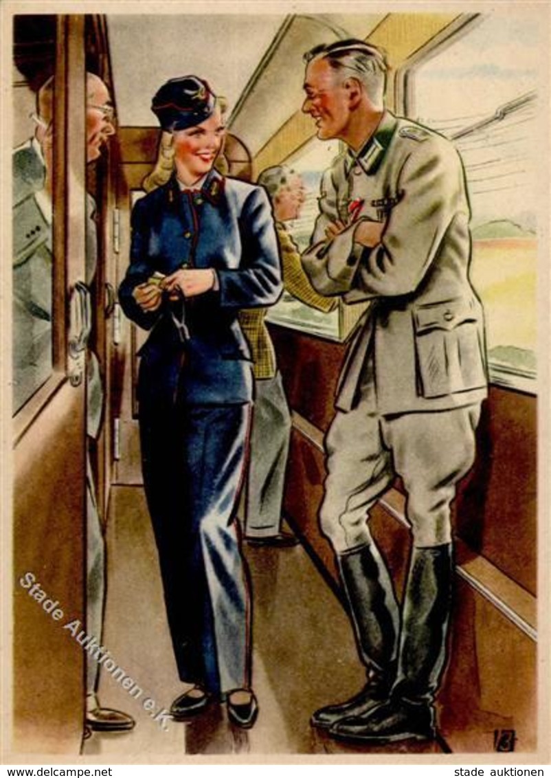 Propaganda WK II Frauen Schaffen Für Euch Die Zugschaffnerin Sign. Becken Künstlerkarte I- Femmes - War 1939-45