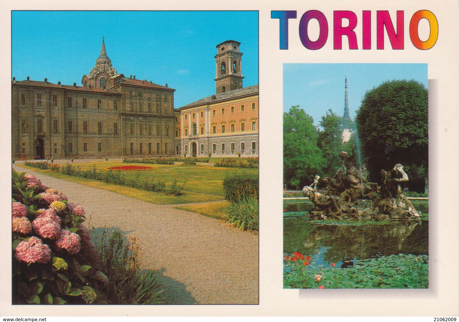 TORINO - FONTANA DEL TRITONE - COQUILLE CONCHIGLIA SHELL + CUPOLA CAPPELLA S. SINDONE - CAMPANILE DUOMO - Palazzo Reale