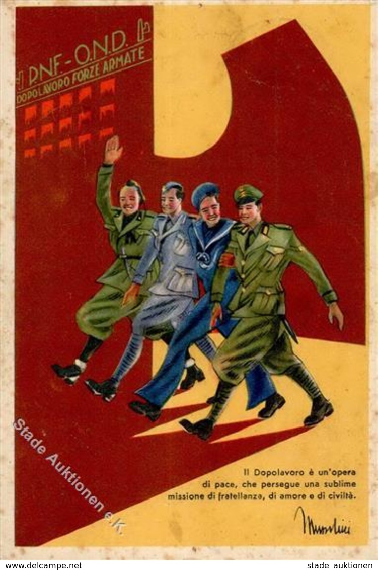 Propaganda WK II Italien Künstlerkarte I-II (fleckig) - Guerre 1939-45
