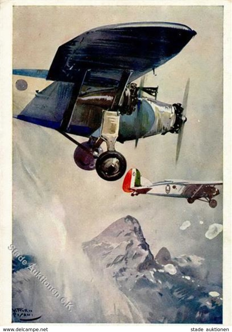 Propaganda WK II Italien La Squadriglia La Disperata Sign. Pisani Künstler-Karte I-II (Stauchung) - War 1939-45