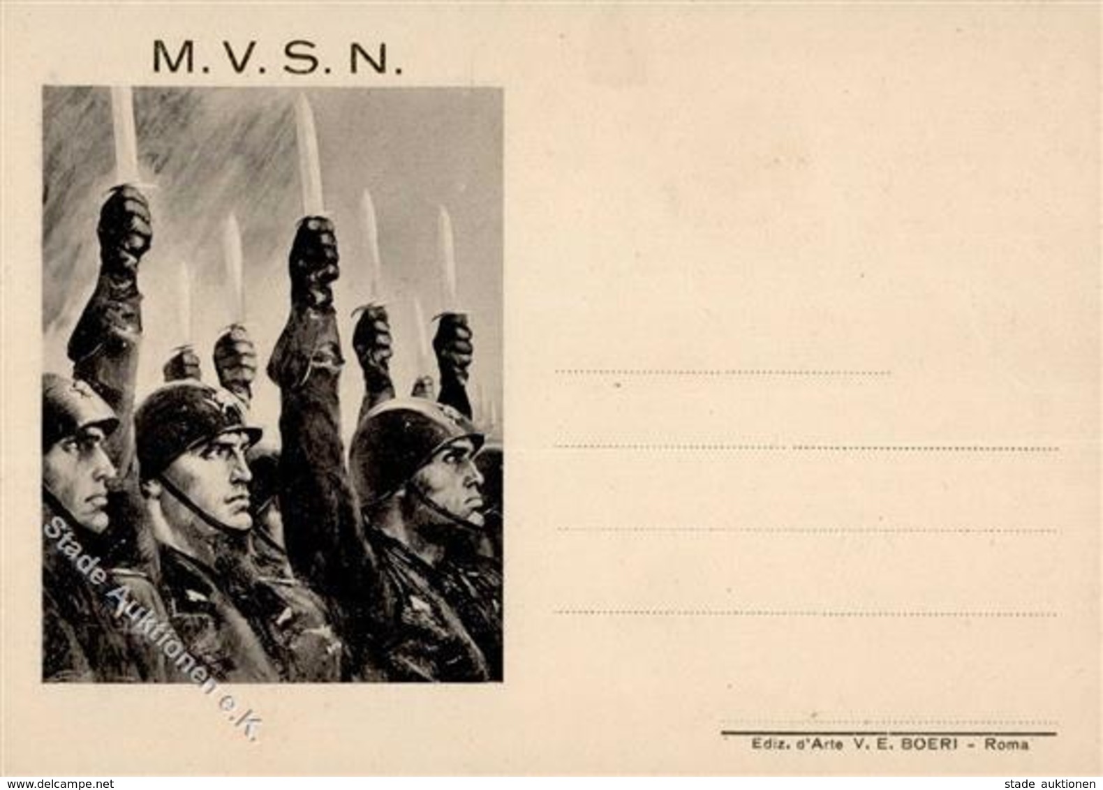 Propaganda WK II Italien M.V.S.N. Künstlerkarte I-II - Guerre 1939-45