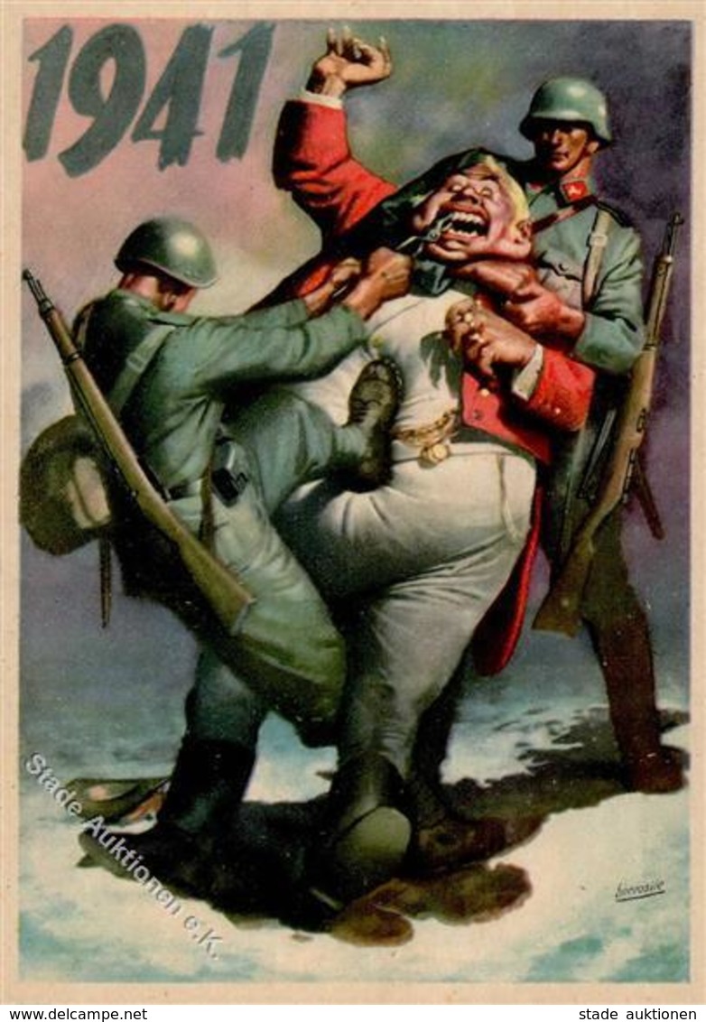 Propaganda WK II Italien Sign. Boccasile Künstlerkarte I-II - Guerre 1939-45