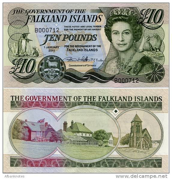 FALKLAND IS.       10 Pounds       P-18       1.1.2011       UNC - Falkland Islands