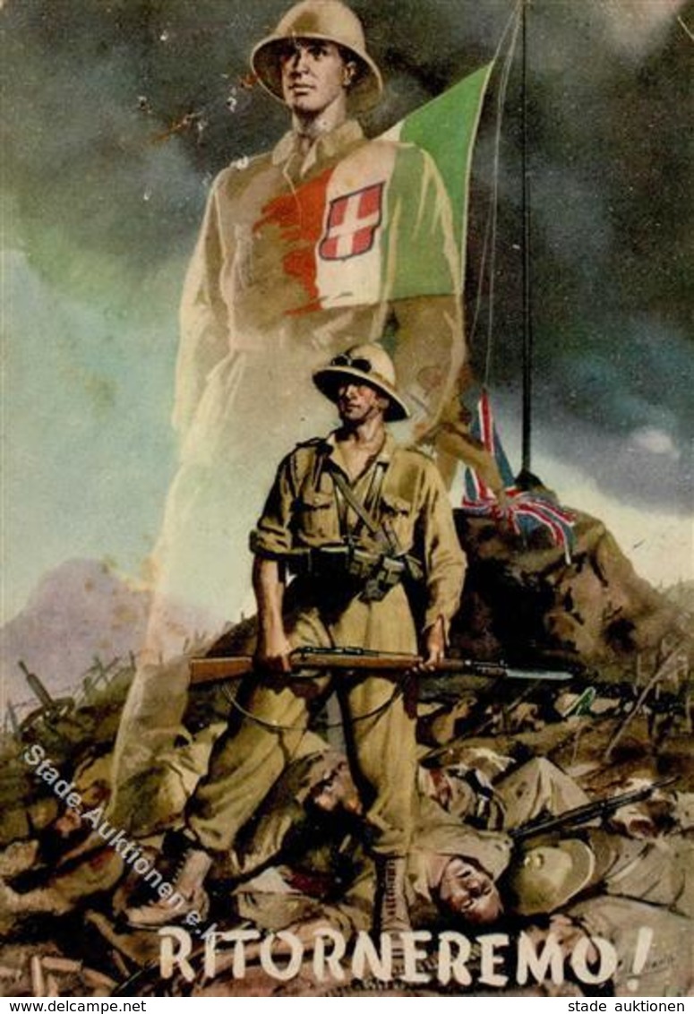 Propaganda WK II Italien Sign. Boccasile Künstlerkarte I-II (fleckig) - War 1939-45