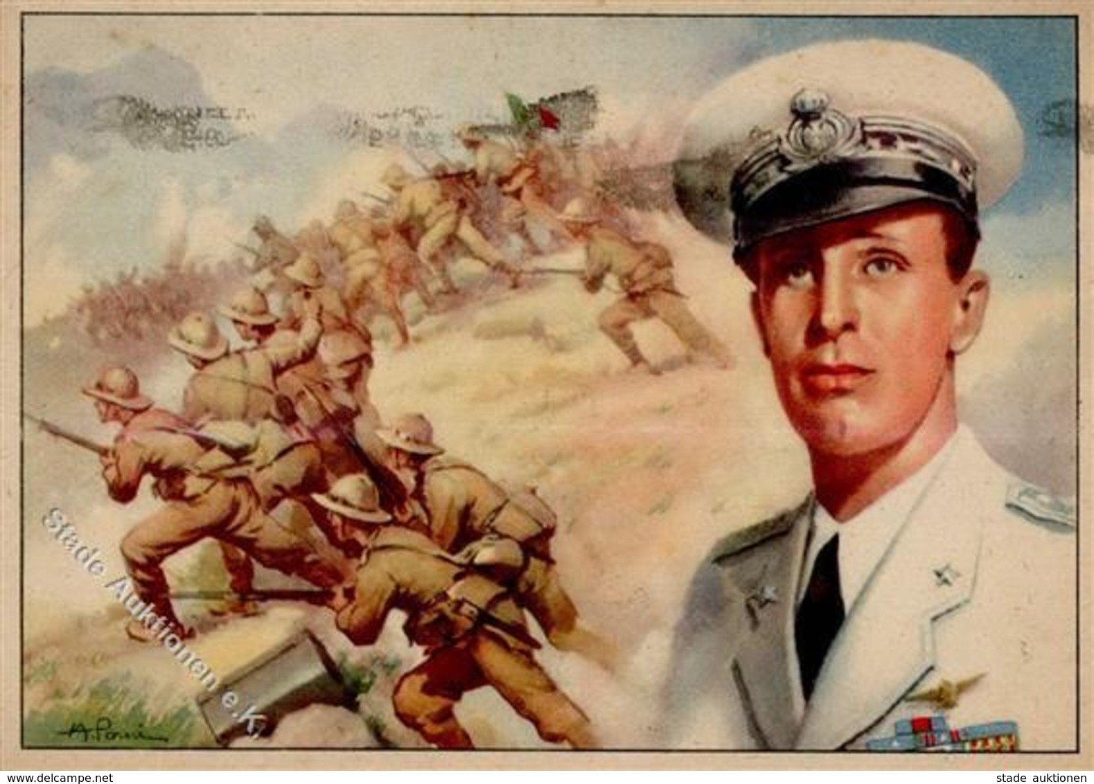 Propaganda WK II Italien Sign. Poni, A. Künstlerkarte I-II (fleckig) - Guerre 1939-45