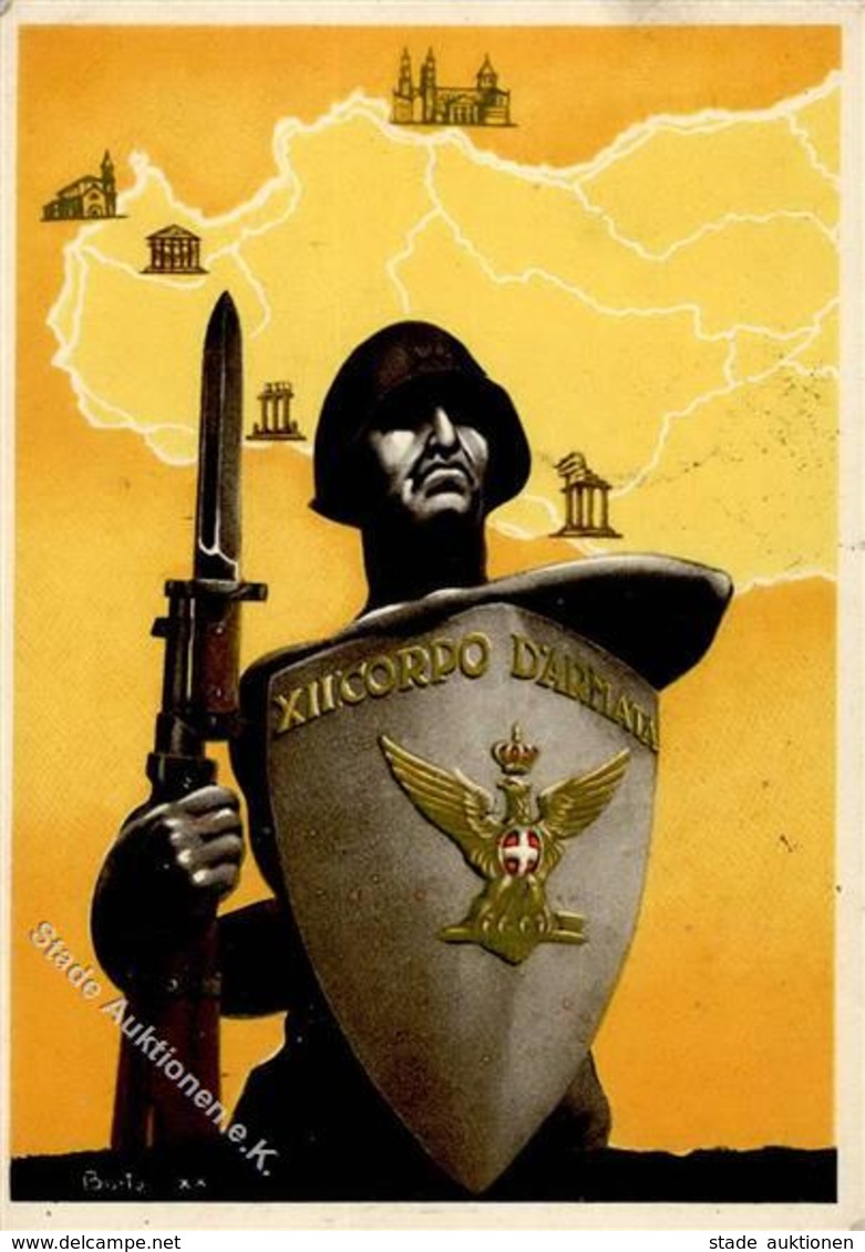 Propaganda WK II Italien XII. Corpo De Armata Künstler-Karte I-II - War 1939-45