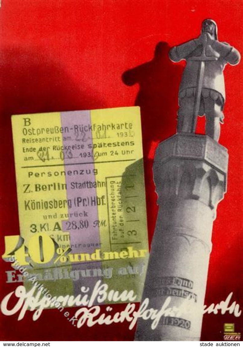 Propaganda WK II Ostpreußen Rückfahrkarte I-II - Weltkrieg 1939-45