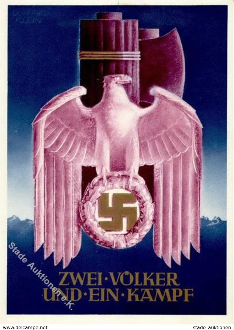 Propaganda WK II Reichsadler Sign. Klein, G.  Künstlerkarte I-II - War 1939-45