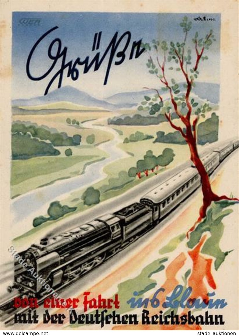 Propaganda WK II Reichsbahn Fahrt Ins Blaue Künstlerkarte I-II - War 1939-45