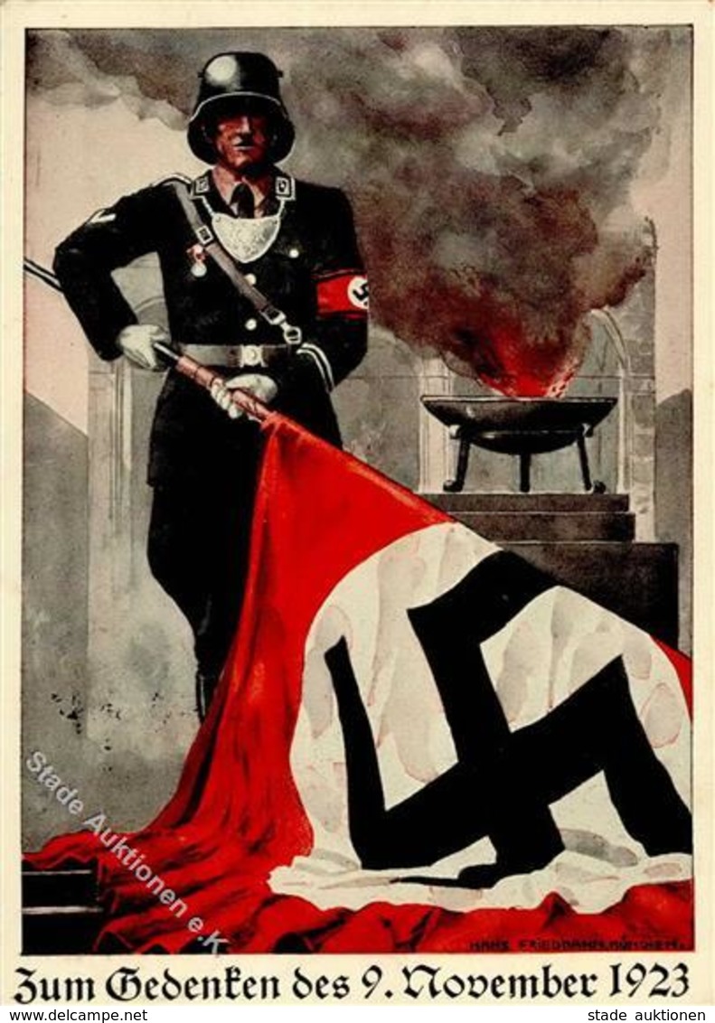 Propaganda WK II SS Zum Gedenken Des 9. November 1923 Sign. Friedmann, Hans Künstler-Karte I-II - Weltkrieg 1939-45