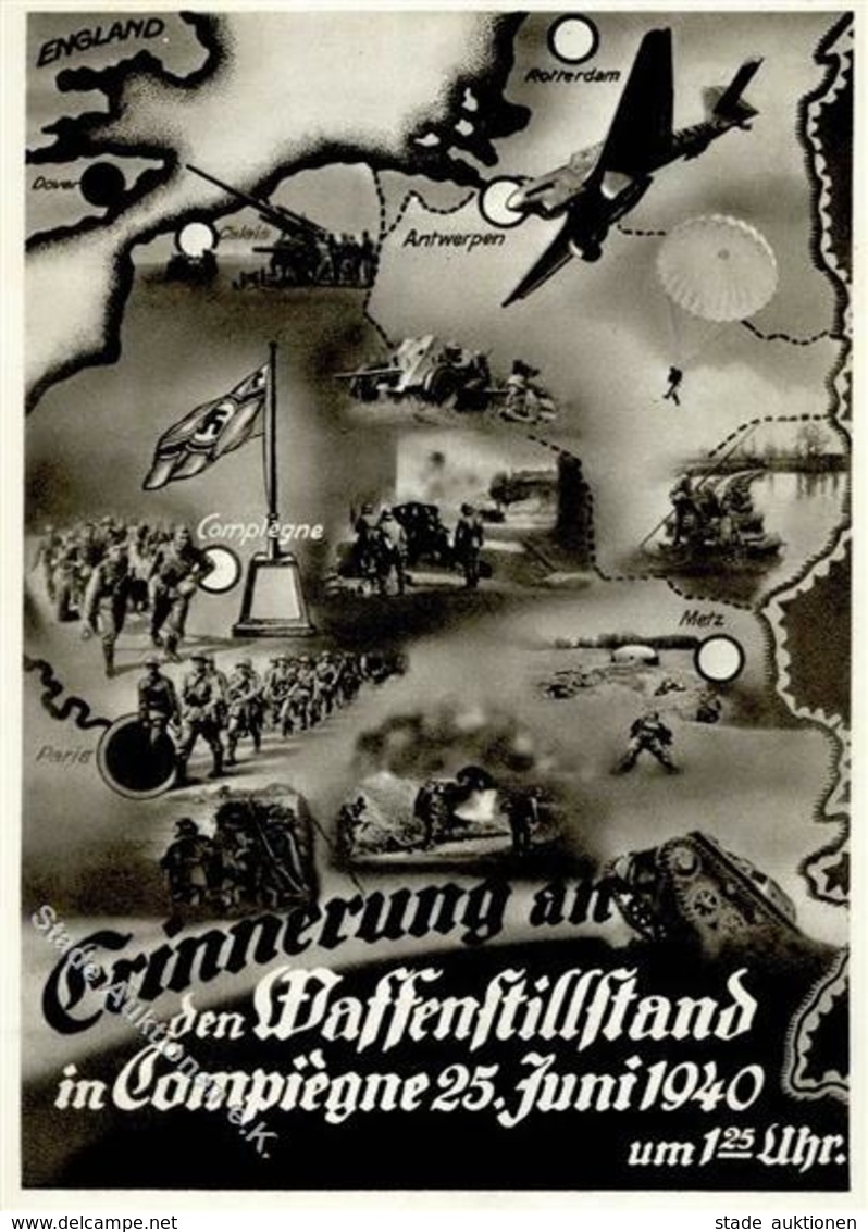 Propaganda WK II Waffenstillstand Compiegne Fotomontage AK I-II Photo Montage - War 1939-45