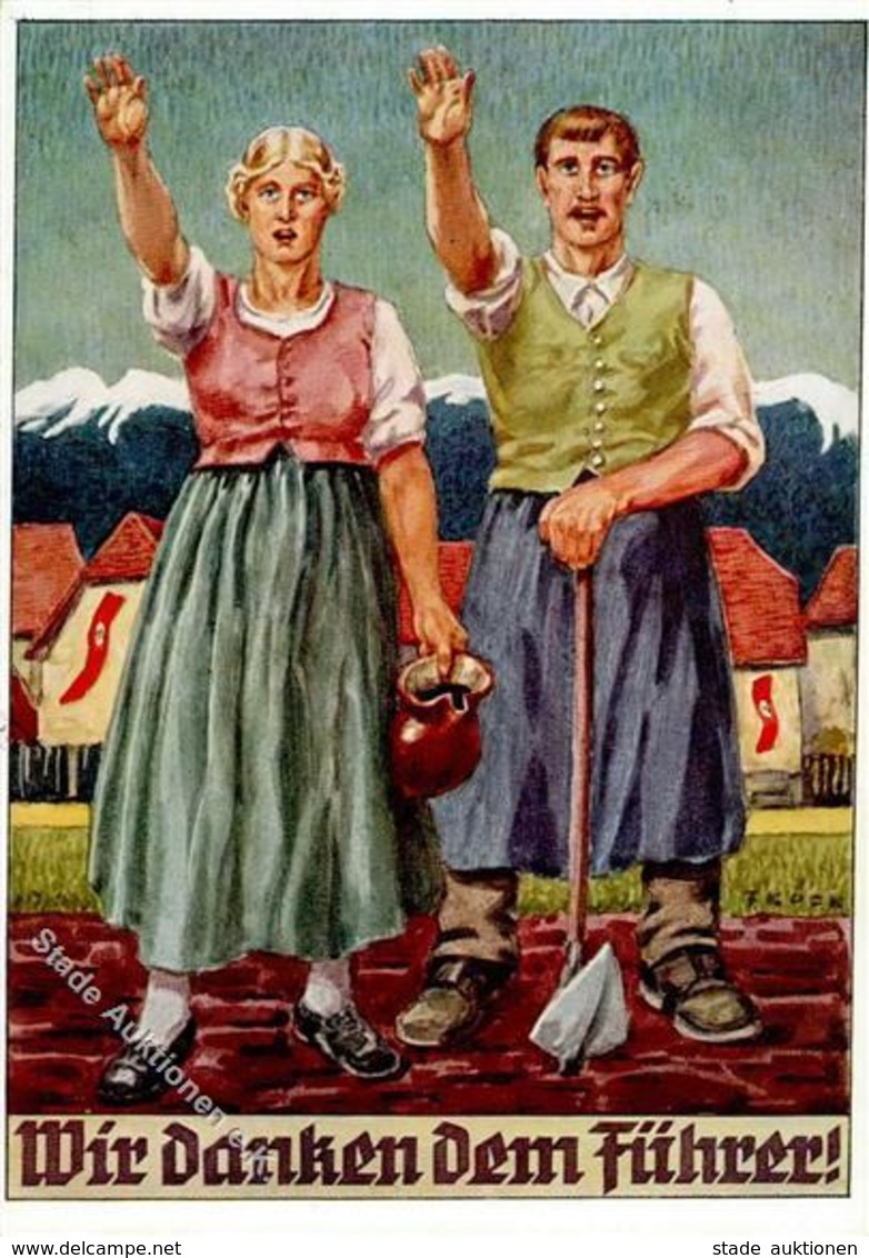 Propaganda WK II Wir Danken Dem Führer Künstler-Karte I- - War 1939-45