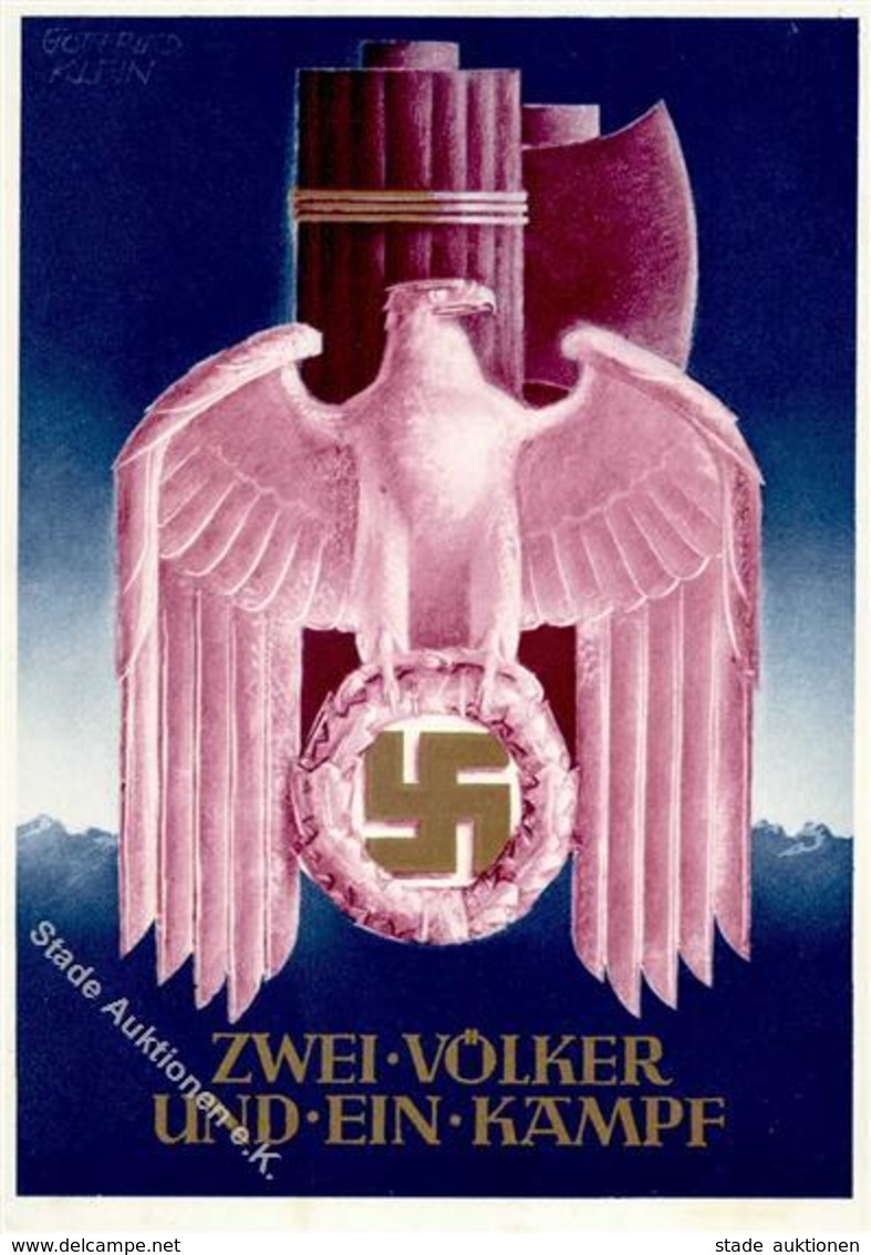 Propaganda WK II Zwei Völker Und Ein Kampf Sign. Klein, G. Künstlerkarte I-II - Weltkrieg 1939-45